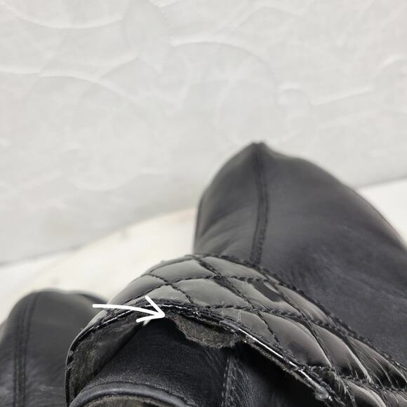 Crocs Cobbler Mules Womens 11 Black Quilted Patent Leather Platform Clogs Work - Picture 7 of 16